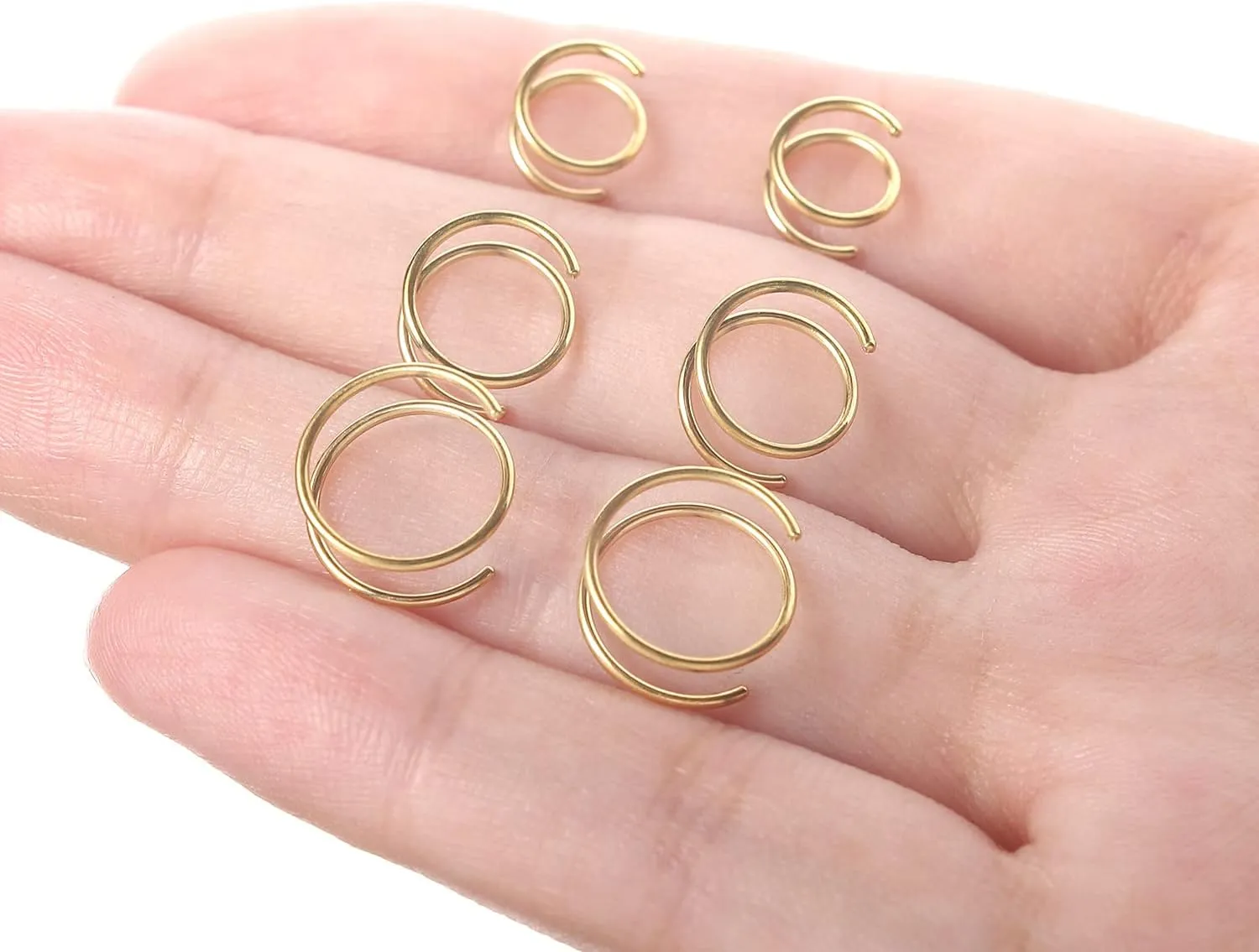 VOJO G23 Titanium Spiral Double Hoop Nose Rings 20G 6/8/10mm Hypoallergenic Thin Piercing Jewelry for Women Men