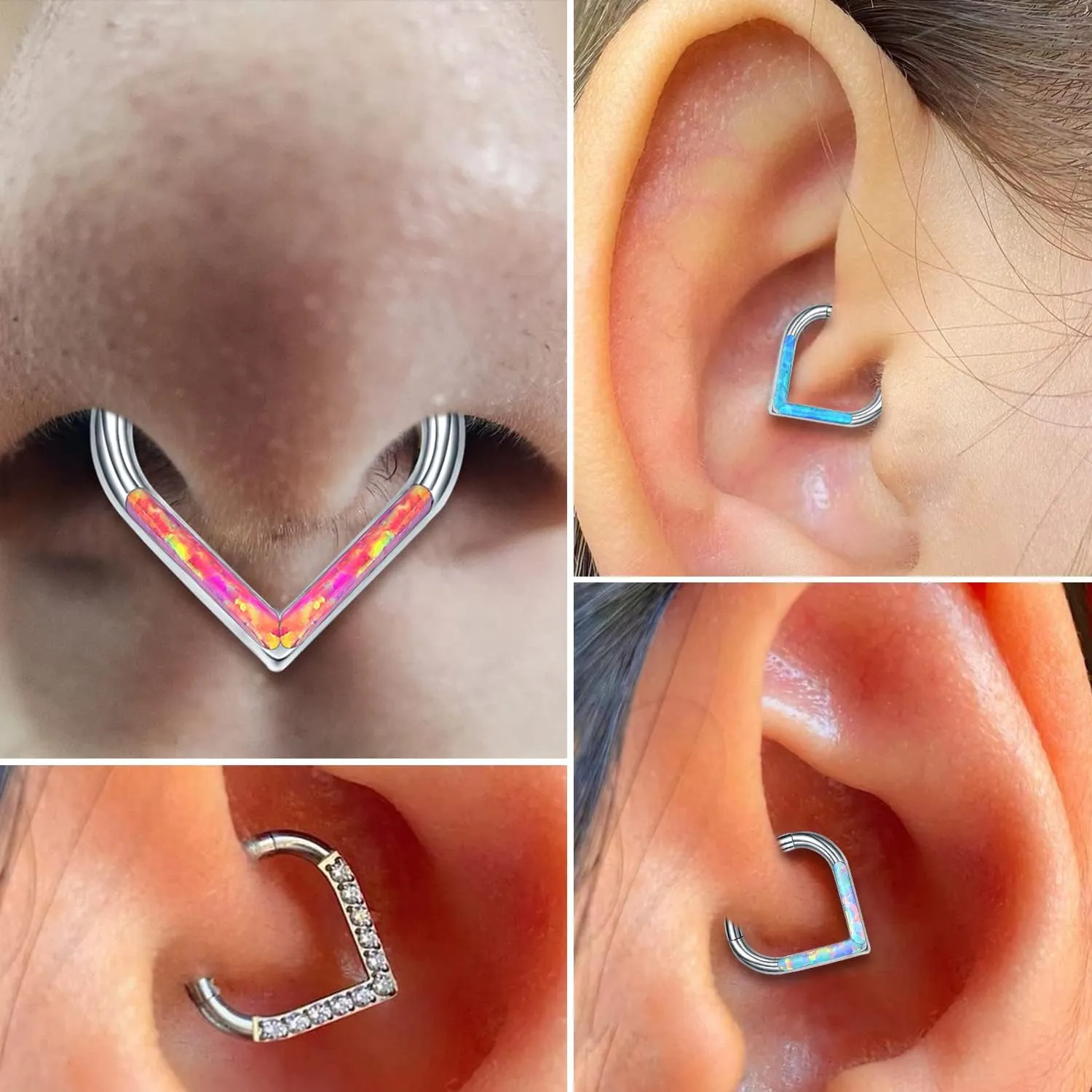 VOJO G23 Titanium Teardrop Septum Ring Daith Piercing Earrings Jewelry Tragus Helix Nose Rings for Women