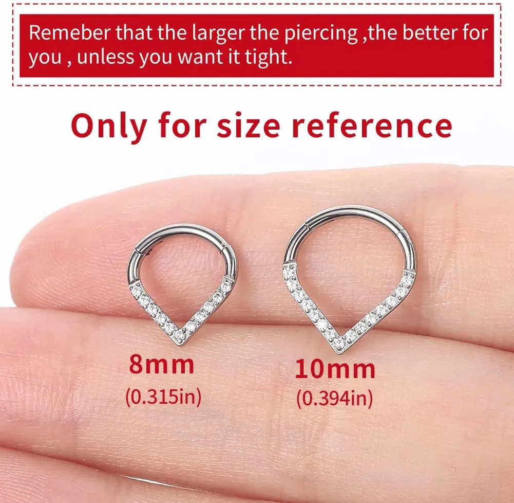 VOJO G23 Titanium Teardrop Septum Ring Daith Piercing Earrings Jewelry Tragus Helix Nose Rings for Women