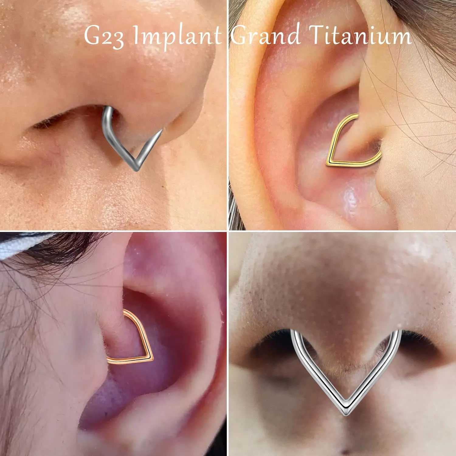 VOJO G23 Titanium Teardrop Septum Ring Daith Piercing Earrings Jewelry Tragus Helix Nose Rings for Women