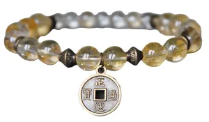 Wealth, Abundance Citrine Gemstone Bracelet,Lucky Coin Mala,Money Bracelet,Buddha Bracelet,OM Bracelet,Energy Bracelet,Sacral Chakra Healing