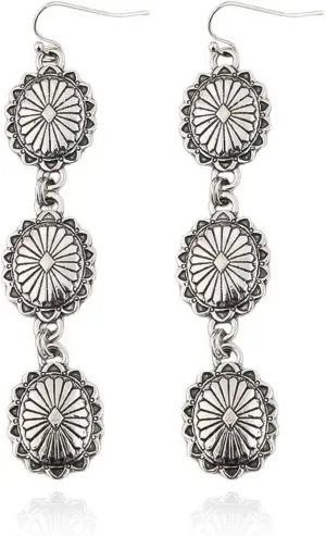 Western Earrings Outfit for Women Oval Silver Earrings Dangle Turquoise Western Jewelry Country Concert Outfits for Women Dress