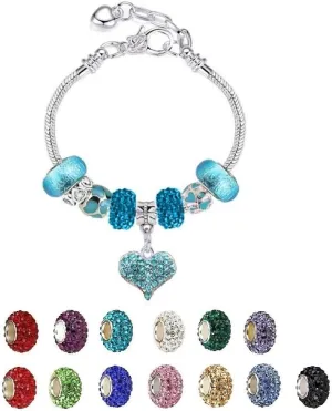 White Birch Fit Pandora Bracelets with Charms Set Teen Girls Gifts Ideas Adjustable 6.7-8.3 Inch Love Heart Jewelry with Gift Card