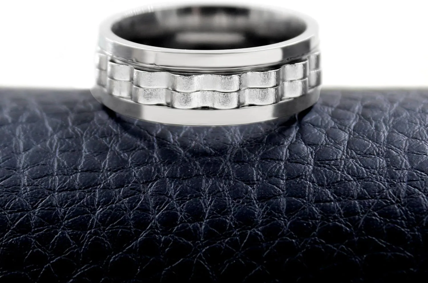 White/Black Gold Plated Gear Spinner Rings Stainless Steel Fidgets Stress Relieveing Rings For Men Women (Size 6-10) YA4403