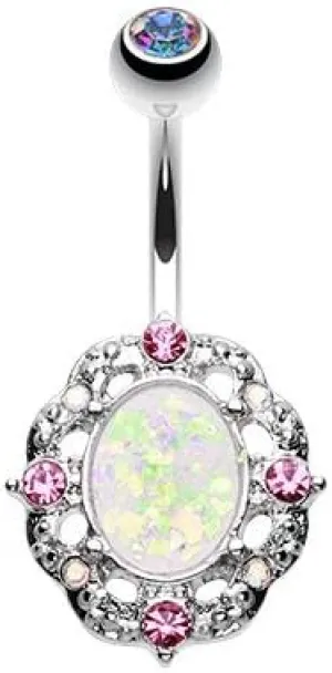 WildKlass Jewelry Grand Florid Opal Sparkle 316L Surgical Steel Belly Button Ring