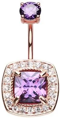 WildKlass Jewelry Rose Gold Grand Essentia Sparkle 316L Surgical Steel Belly Button Ring