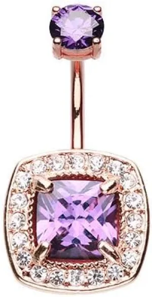 WildKlass Jewelry Rose Gold Grand Essentia Sparkle 316L Surgical Steel Belly Button Ring