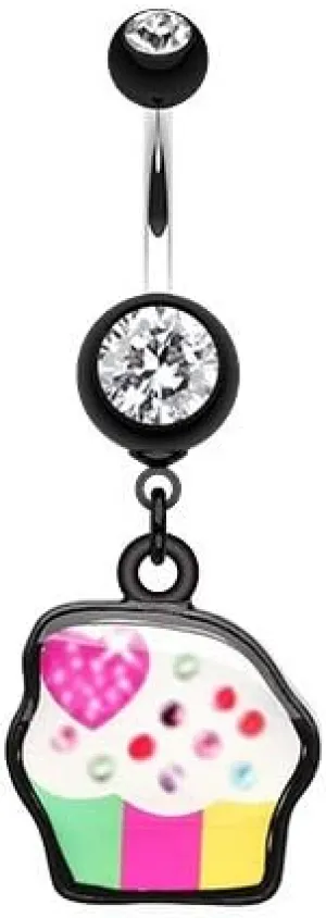 WildKlass Jewelry Sweet Tooth Cupcake Belly Button Ring 316L Surgical Steel Belly Button Ring