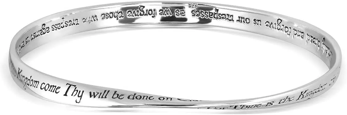 WithLoveSilver 925 Sterling Silver Mobius Lords Prayer Bangle Bracelet