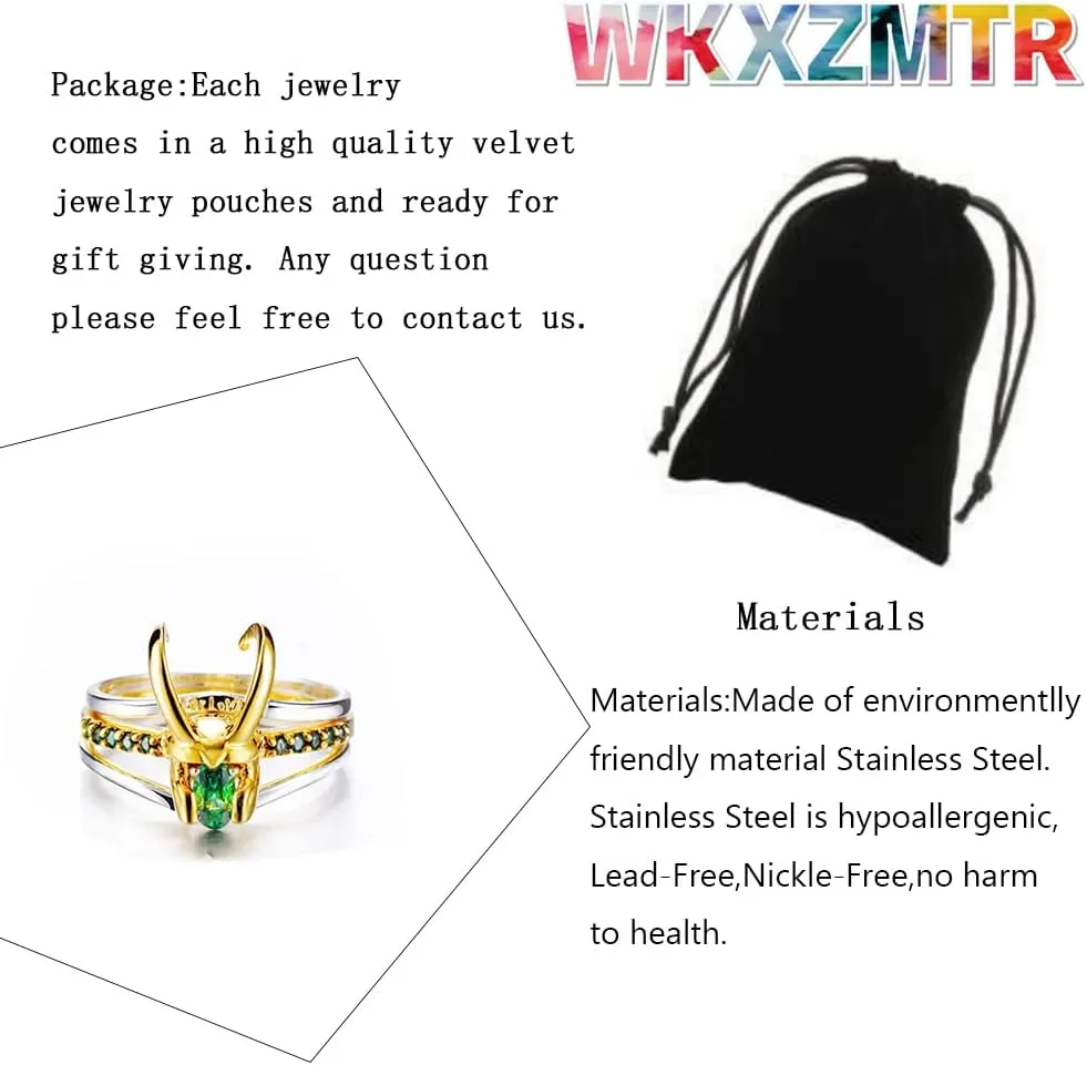 WKXZMTR Rings for Women Loki Ring Marvel Rings Halloween Cosplay Jewelry Gifts Loki Loves Giftsrings for women