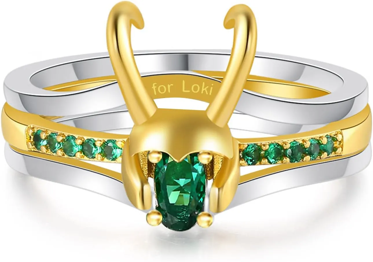 WKXZMTR Rings for Women Loki Ring Marvel Rings Halloween Cosplay Jewelry Gifts Loki Loves Giftsrings for women