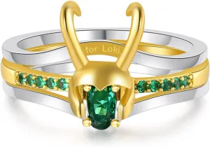 WKXZMTR Rings for Women Loki Ring Marvel Rings Halloween Cosplay Jewelry Gifts Loki Loves Giftsrings for women