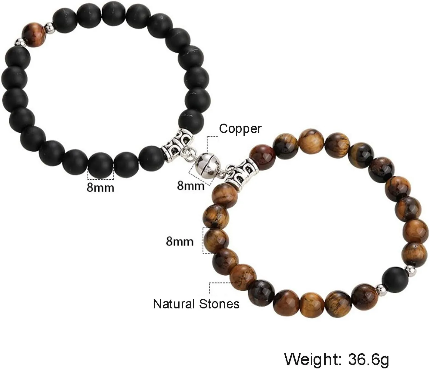 Women Men 2 Pieces a Set Natural Stone Beads Distance Couple Bracelets for Lovers Friendship Jewelry Yoga Bracelet