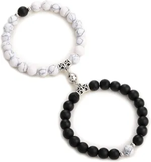 Women Men 2 Pieces a Set Natural Stone Beads Distance Couple Bracelets for Lovers Friendship Jewelry Yoga Bracelet