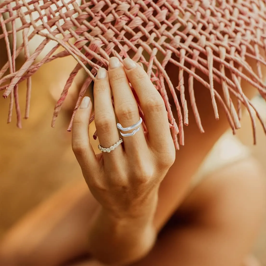 Wrap Snake Ring for Women,Platinum Plated Silver Punk Gothic Cocktail Party Twist Ring Jewelry Gift for Her