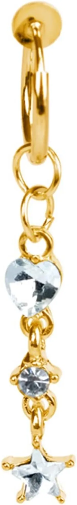 Wycian Navel Rings for Women, Bottom Navel Ring Heart Butterfly Star Stainless Steel Belly Piercing Jewelry
