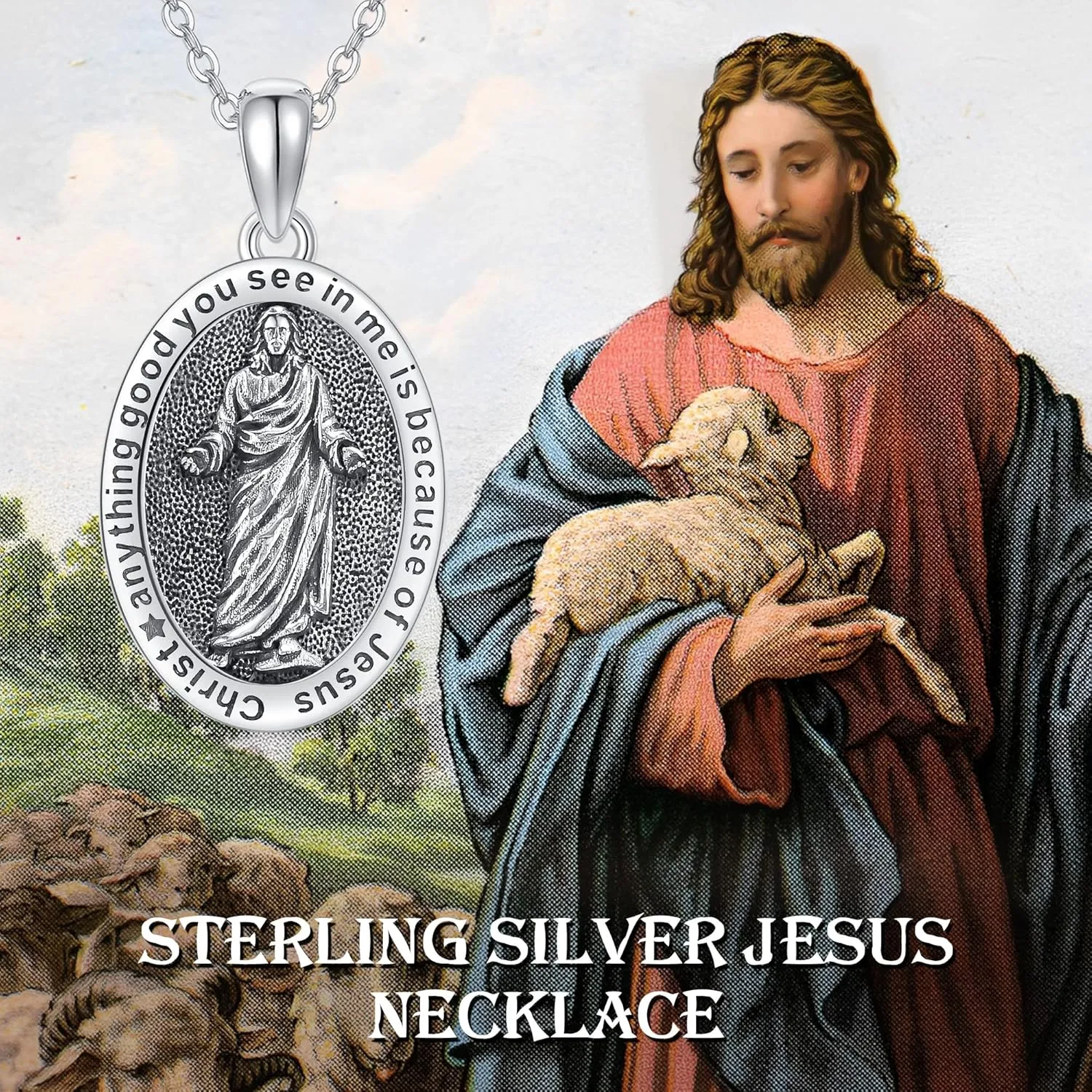 YAFEINI Saint Jude/Saint Jude/Jesus/Saint Benedict/St Michael Necklace 925 Sterling Silver Pendant Religious Protect Jewelry for Women Men