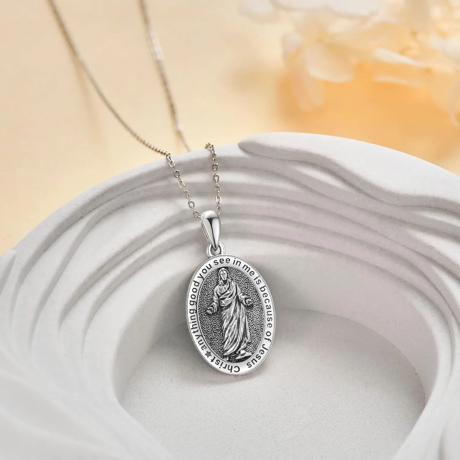 YAFEINI Saint Jude/Saint Jude/Jesus/Saint Benedict/St Michael Necklace 925 Sterling Silver Pendant Religious Protect Jewelry for Women Men
