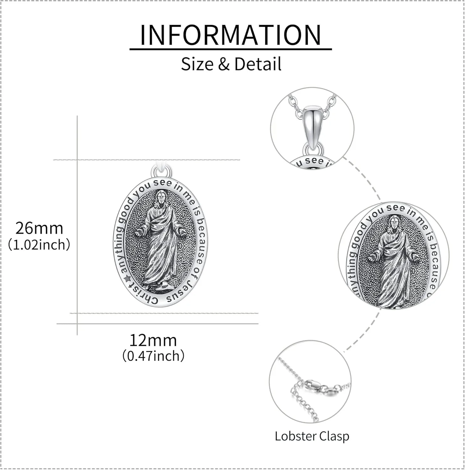 YAFEINI Saint Jude/Saint Jude/Jesus/Saint Benedict/St Michael Necklace 925 Sterling Silver Pendant Religious Protect Jewelry for Women Men