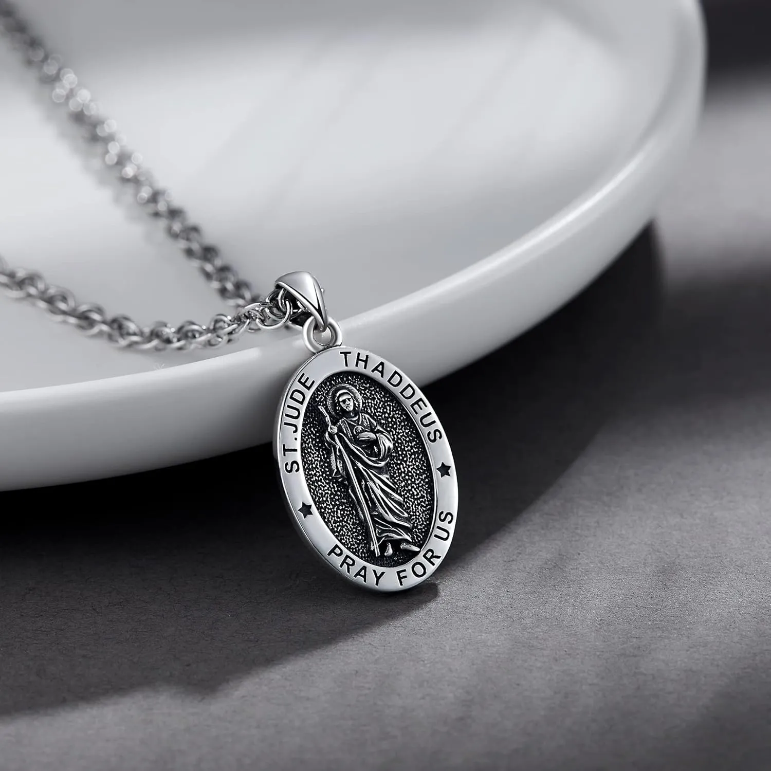 YAFEINI Saint Jude/Saint Jude/Jesus/Saint Benedict/St Michael Necklace 925 Sterling Silver Pendant Religious Protect Jewelry for Women Men