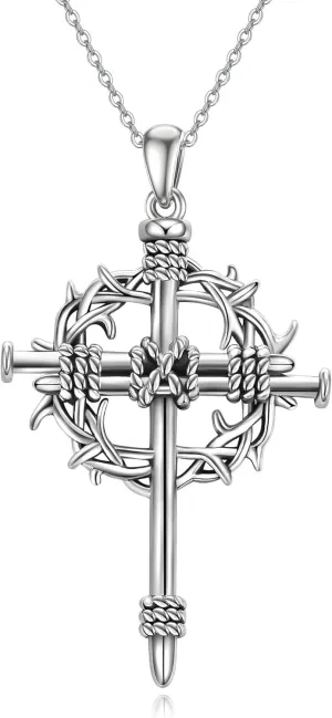 YAFEINI Sterling Silver Ankh Necklace Eye of Horus Cross Necklace Ancient Egyptian Symbol of Protection Jewelry Gifts For Men Women