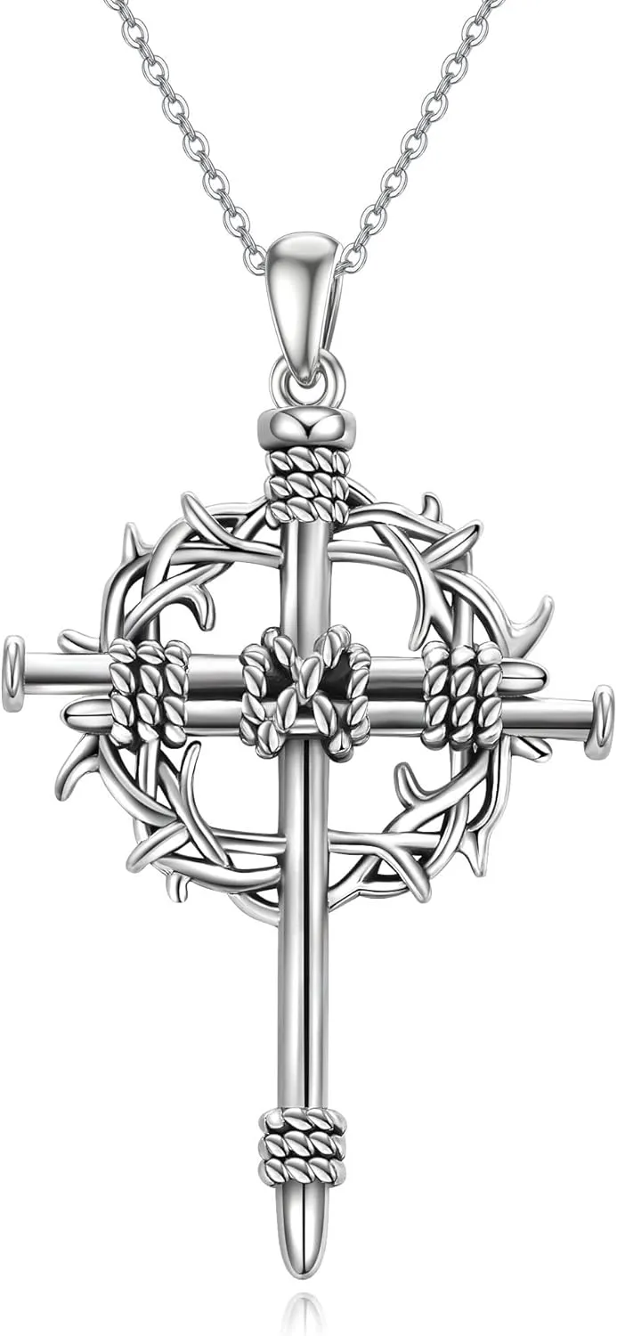 YAFEINI Sterling Silver Ankh Necklace Eye of Horus Cross Necklace Ancient Egyptian Symbol of Protection Jewelry Gifts For Men Women