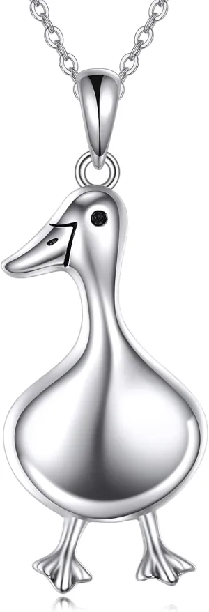 YAFEINI Sterling Silver Duck Pendant Necklace - Tiny Duck Jewelry Gifts for Women