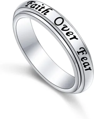 Yearace Spinner Rings for Anxiety 925 Sterling Silver Cute Music Notes/Faith Over Fear/Dinosaur Stress Relieving Fidget Ring Jewelry Gift for Women Musicians Music Teachers Size 6-9