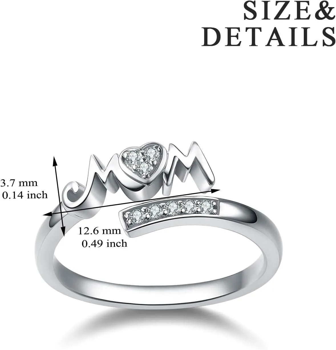 YFN 925 Sterling Silver Mom Rings Mothers Ring Women Jewelry for Mum