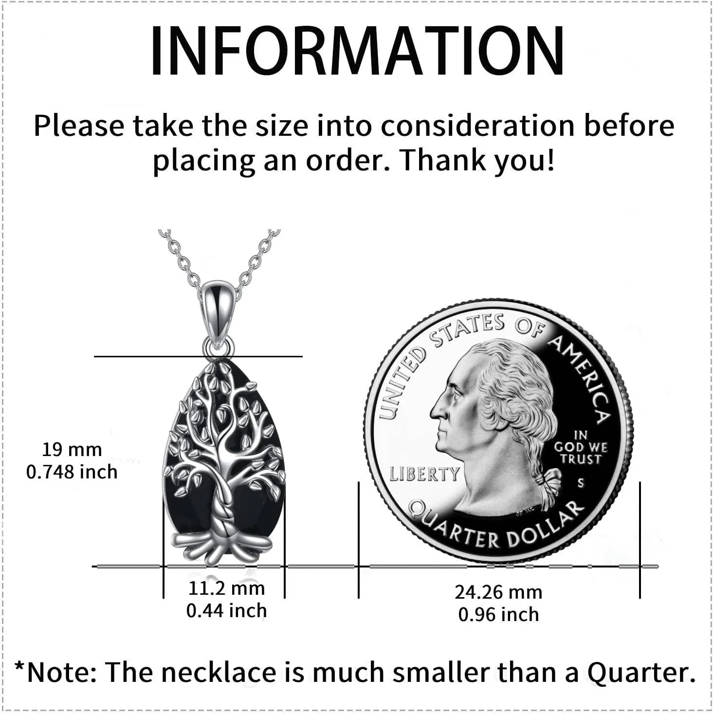 YFN Black Tourmaline Necklace/Labradorite Necklace Sterling Silver Tree of Life Necklace Crystal Healing Necklace Spiritual Protection Jewelry Gifts for Women Men