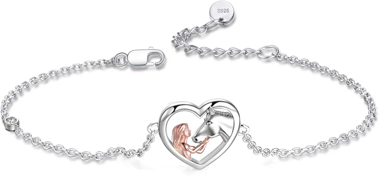 YFN Horse Jewelry Gift 925 Sterling Silver Horse Adjustable Bracelet for Women
