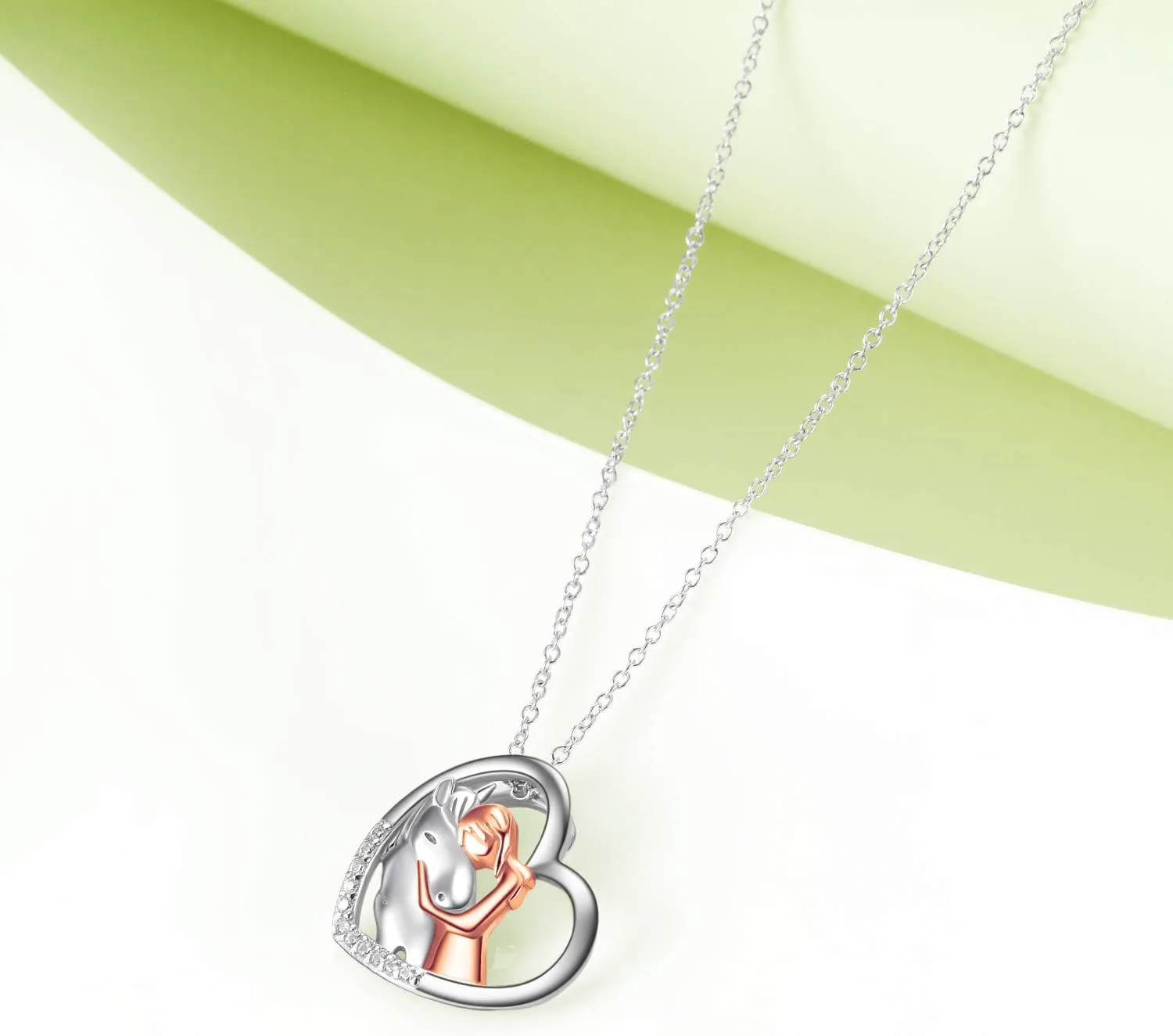 YFN Horse Pendant Necklace Jewelry 925 Sterling Silver Women Embrace Horse Gift For Women