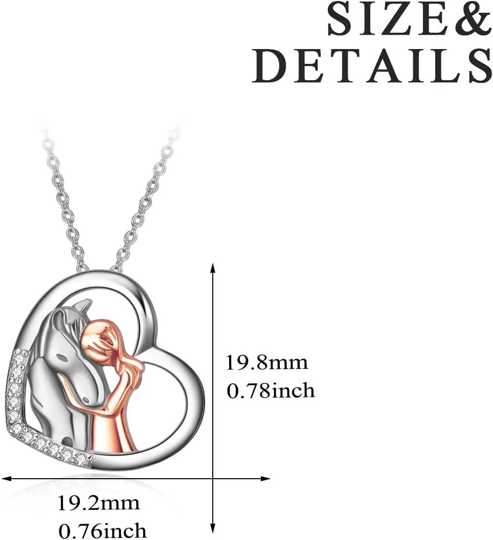YFN Horse Pendant Necklace Jewelry 925 Sterling Silver Women Embrace Horse Gift For Women