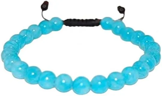 YONKU Hand Crafted Precious-GEMS Jewelry Blue Agate Bracelet,Gemstone Bracelet,8mm Beads,Drawstring,Shamballa Bracelet,Healing,Prayer,Good Luck,Men,Woman,Yoga,Protection, YO-BRACE-9403