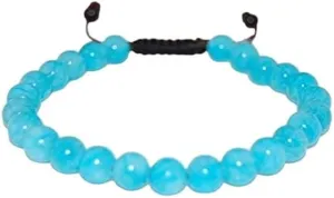 YONKU Hand Crafted Precious-GEMS Jewelry Blue Agate Bracelet,Gemstone Bracelet,8mm Beads,Drawstring,Shamballa Bracelet,Healing,Prayer,Good Luck,Men,Woman,Yoga,Protection, YO-BRACE-9403