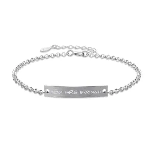 You Are Enough Bracelet  925 Sterling Silver Engraved Cuff for Women, Inspirational Anxiety Relief Jewelry, Best Friend Christian Gift, Custom Bracelet