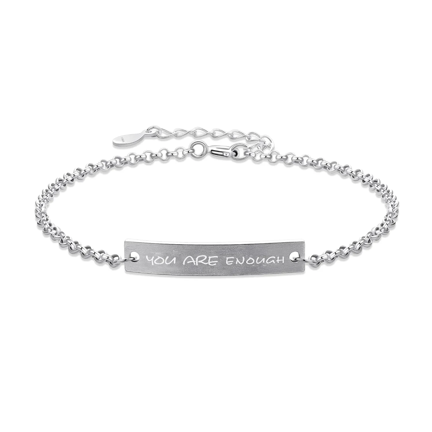 You Are Enough Bracelet  925 Sterling Silver Engraved Cuff for Women, Inspirational Anxiety Relief Jewelry, Best Friend Christian Gift, Custom Bracelet