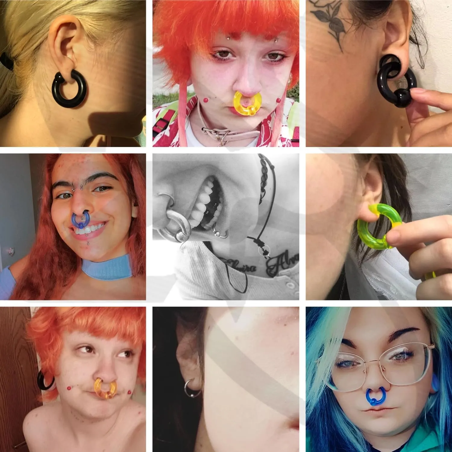 ZS 2 Pairs Acrylic Septum Taper Pincher Ring, 12G 10G 8G 6G 4G 2G 0G Buffalo Horseshoe Captive Bead Nose Ring Stretcher Expander for Stretching Pierced Nose Ear