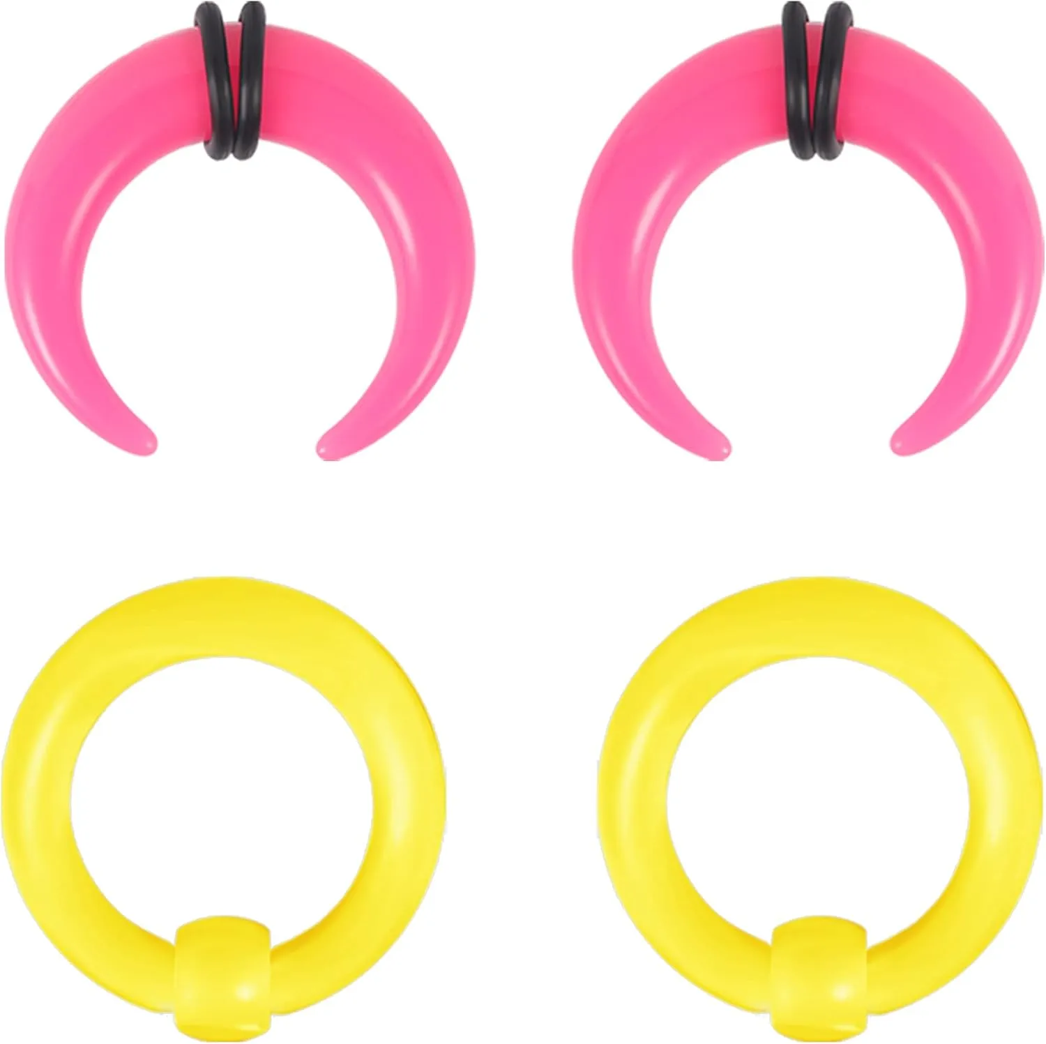 ZS 2 Pairs Acrylic Septum Taper Pincher Ring, 12G 10G 8G 6G 4G 2G 0G Buffalo Horseshoe Captive Bead Nose Ring Stretcher Expander for Stretching Pierced Nose Ear