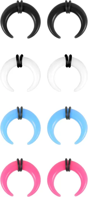 ZS 4 Pairs Acrylic Septum Taper Pincher Ring, 14G 12G 10G 8G 6G 4G 2G 0G 00G Buffalo Horseshoe Nose Ring Stretcher Expander for Stretching Pierced Nose Ear