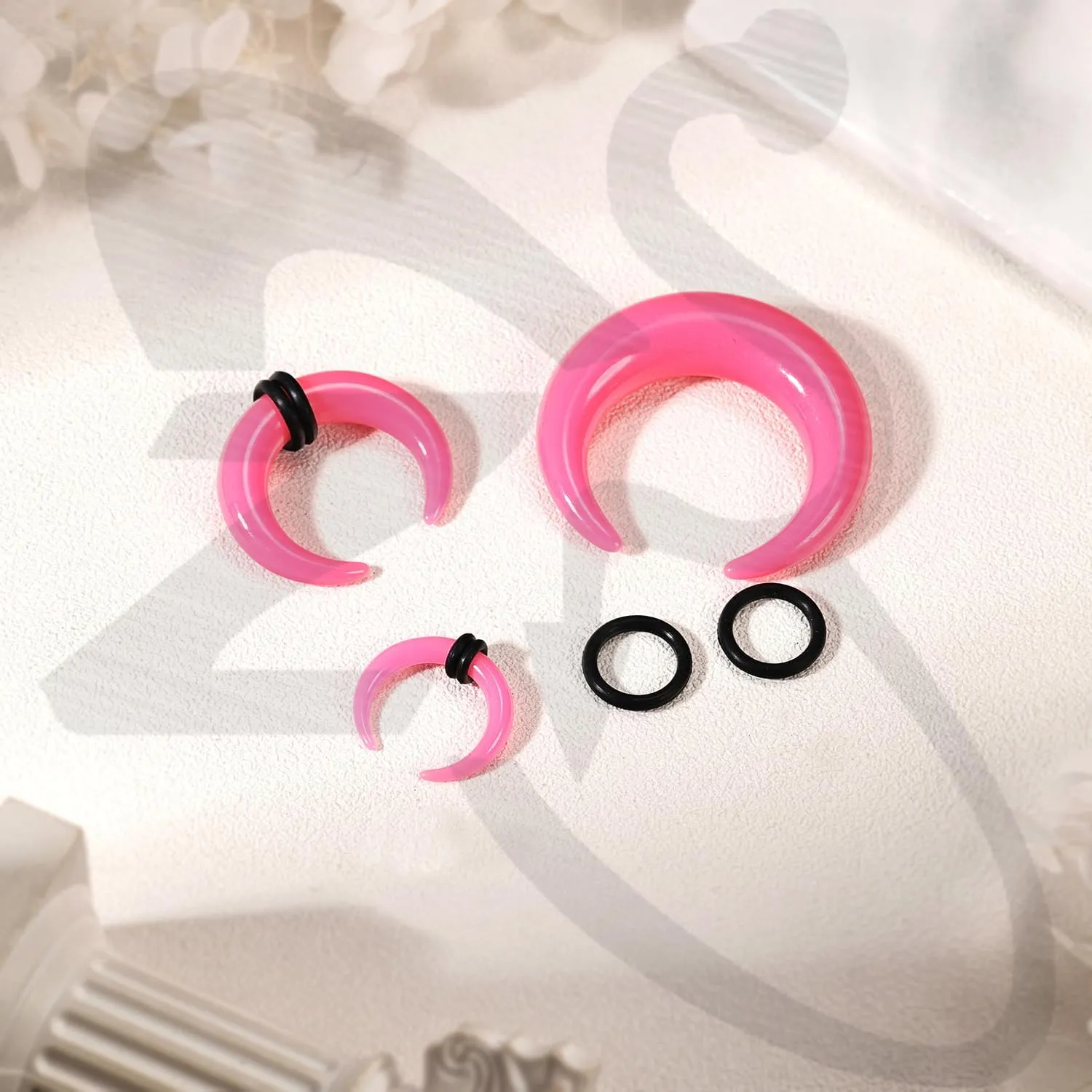 ZS 4 Pairs Acrylic Septum Taper Pincher Ring, 14G 12G 10G 8G 6G 4G 2G 0G 00G Buffalo Horseshoe Nose Ring Stretcher Expander for Stretching Pierced Nose Ear