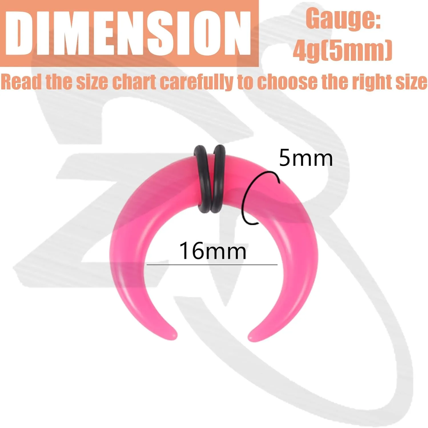 ZS 4 Pairs Acrylic Septum Taper Pincher Ring, 14G 12G 10G 8G 6G 4G 2G 0G 00G Buffalo Horseshoe Nose Ring Stretcher Expander for Stretching Pierced Nose Ear