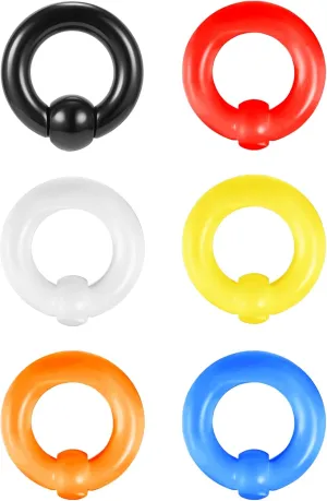 ZS 6 Pcs Captive Bead Rings Spring Action BCR, 0G-12G Acrylic Nose Septum Pierced Body Jewelry