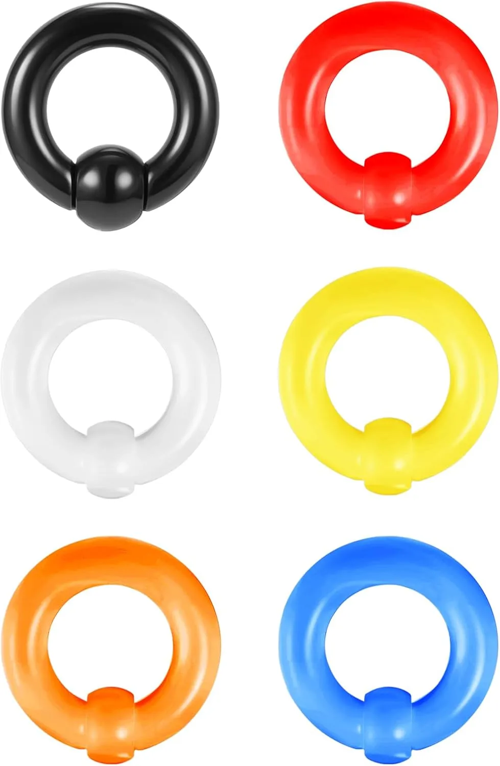 ZS 6 Pcs Captive Bead Rings Spring Action BCR, 0G-12G Acrylic Nose Septum Pierced Body Jewelry