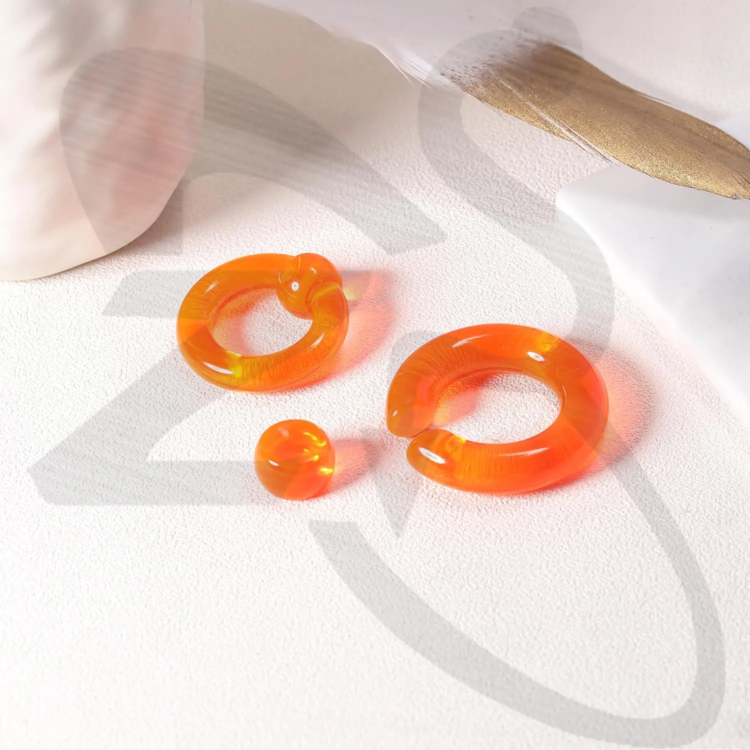 ZS 6Pcs Captive Bead Rings Spring Action BCR Ball Rings, 12G - 0G PA Ring, Acrylic Nose Septum Rings Stretching Pierced Body Jewelry for Men Women