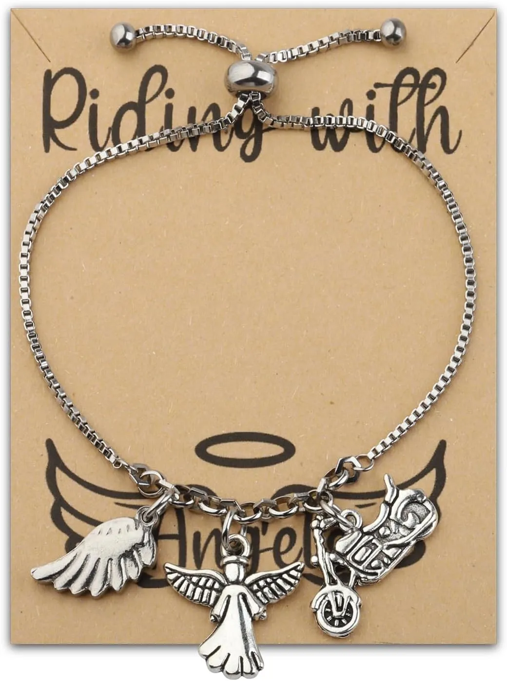 Zuo Bao Motorcycle Memorial Jewelry Memorial for Brother Dad Husband Sympathy Gift Riding with Angels Bracelet with Wing Car Truck Memorial