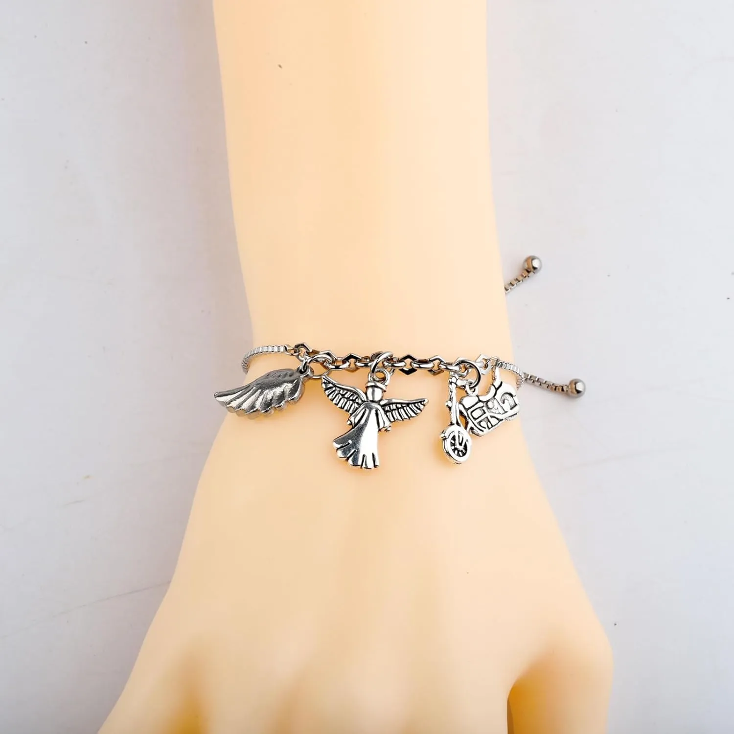 Zuo Bao Motorcycle Memorial Jewelry Memorial for Brother Dad Husband Sympathy Gift Riding with Angels Bracelet with Wing Car Truck Memorial